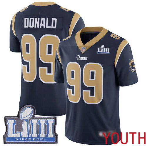 Los Angeles Rams Limited Navy Blue Youth Aaron Donald Home Jersey NFL Football 99 Super Bowl LIII Bound Vapor Untouchable